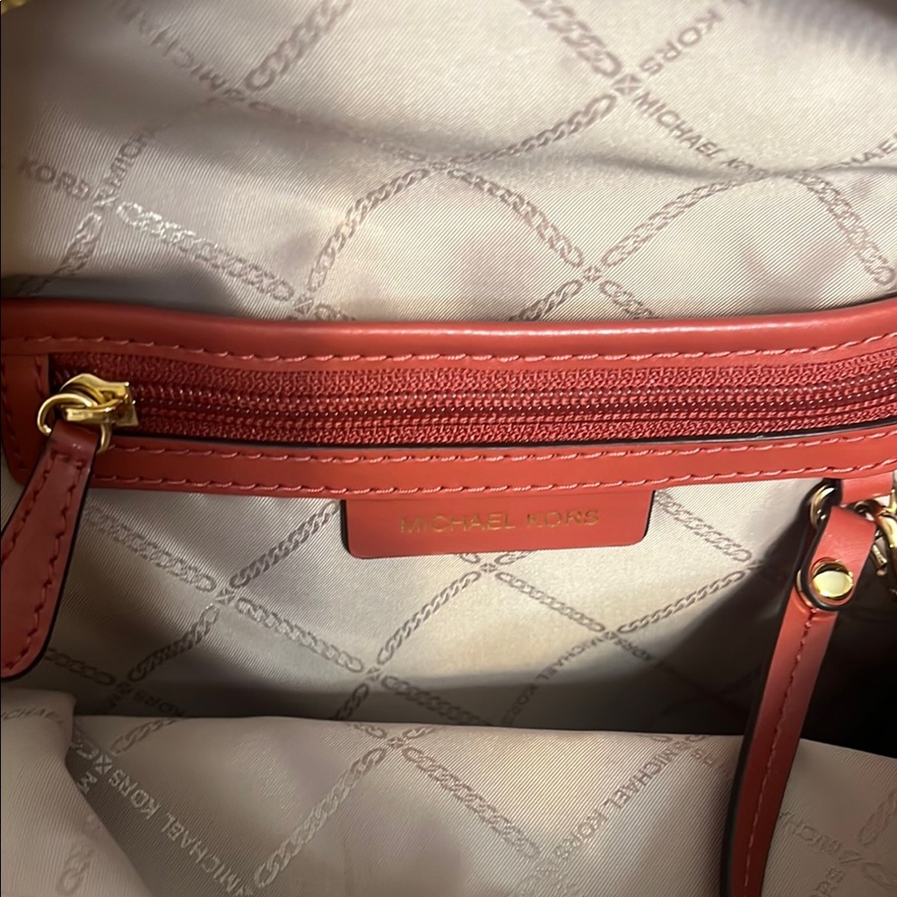 Michael Kors RARE Rhea Signature Backpack w/red snakeskin and MK logo - Picture 8 of 11